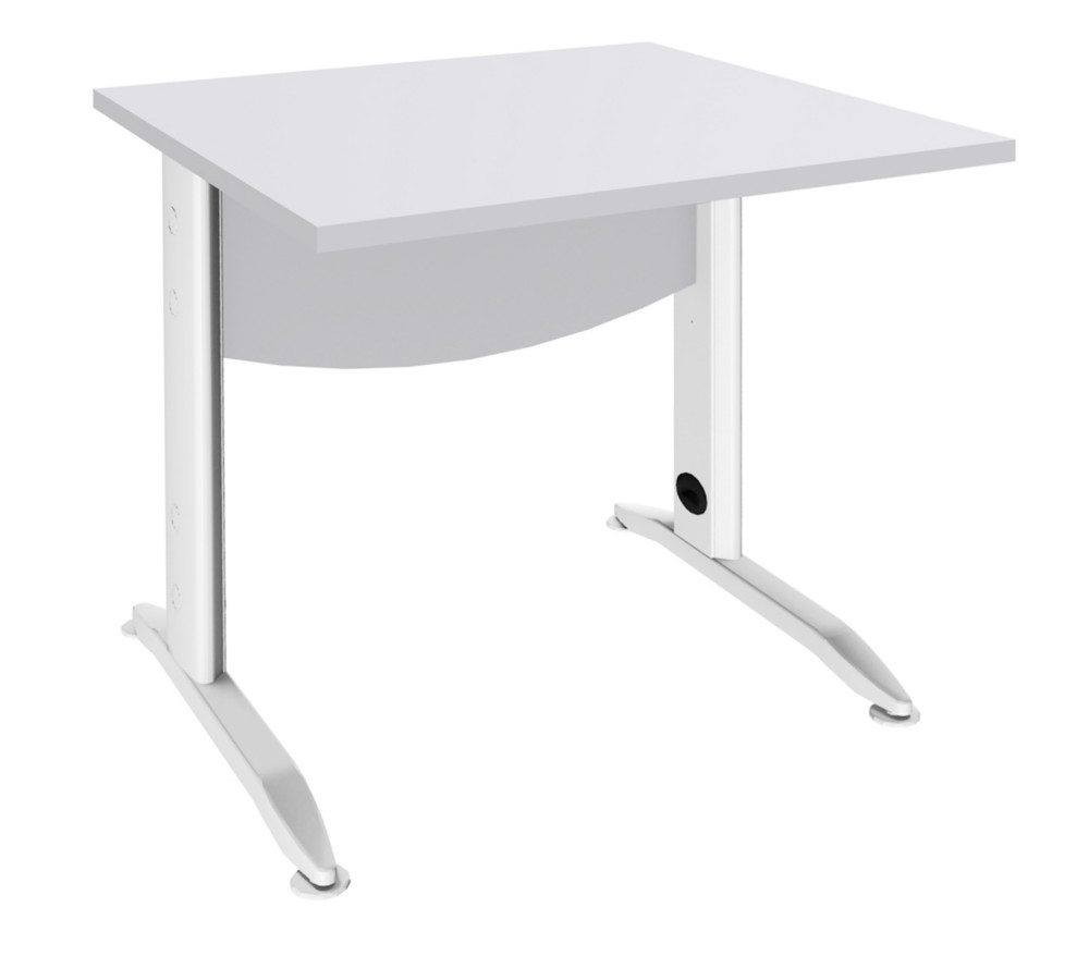 Bureau Droit Activity Mtal - L.80 x P.80 cm - Plateau Blanc - Pieds L Blanc