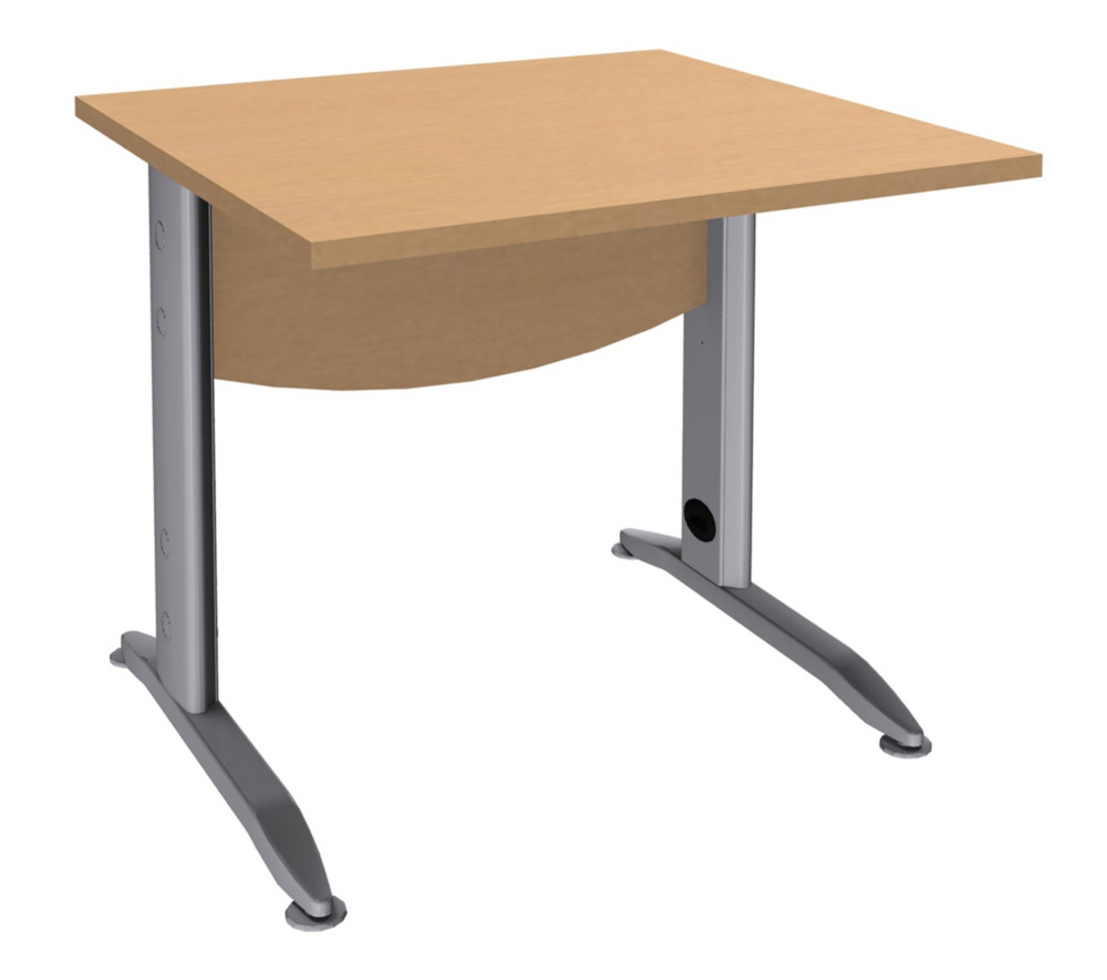 Bureau Droit Activity Mtal - L.80 x P.80 cm - Plateau Htre - Pieds L Aluminium