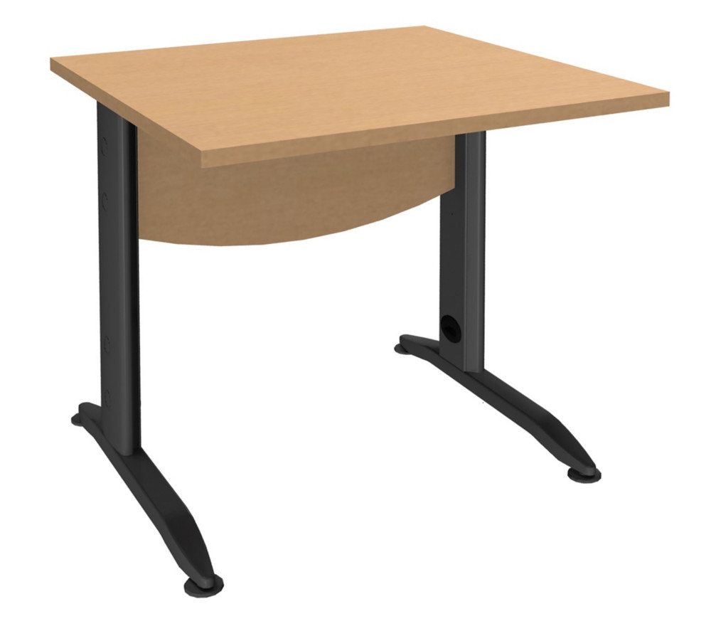 Bureau Droit Activity Mtal - L.80 x P.80 cm - Plateau Htre - Pieds L Anthracite