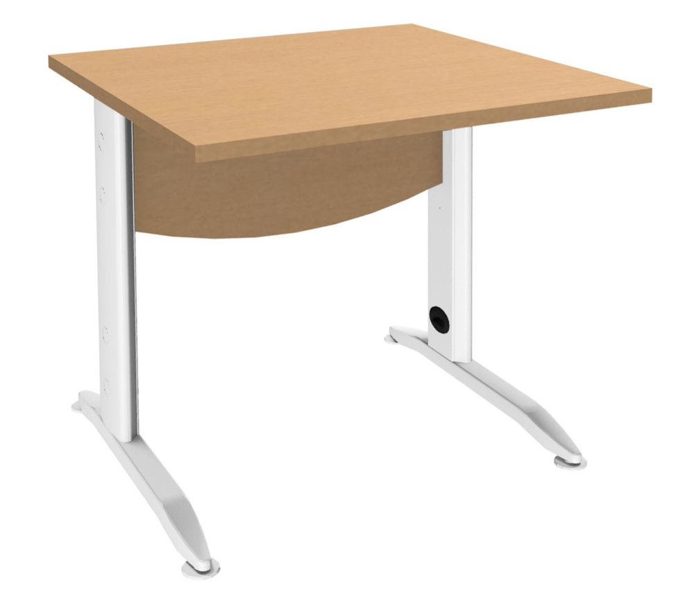 Bureau Droit Activity Mtal - L.80 x P.80 cm - Plateau Htre - Pieds L Blanc