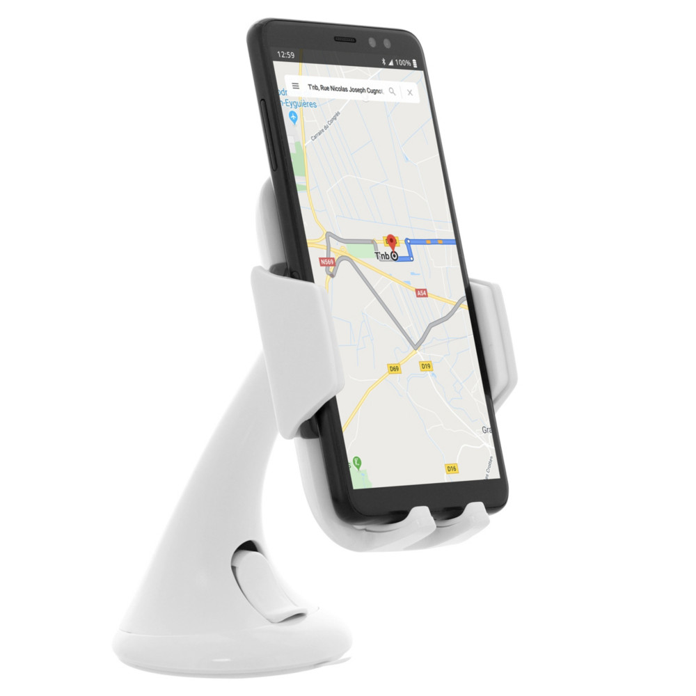 TNB Support smartphone voiture, Fixation ventouse, blanc