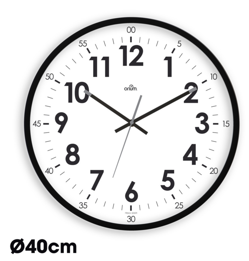 ORIUM Horloge murale silencieuse  quartz, diamtre 40cm - Noir