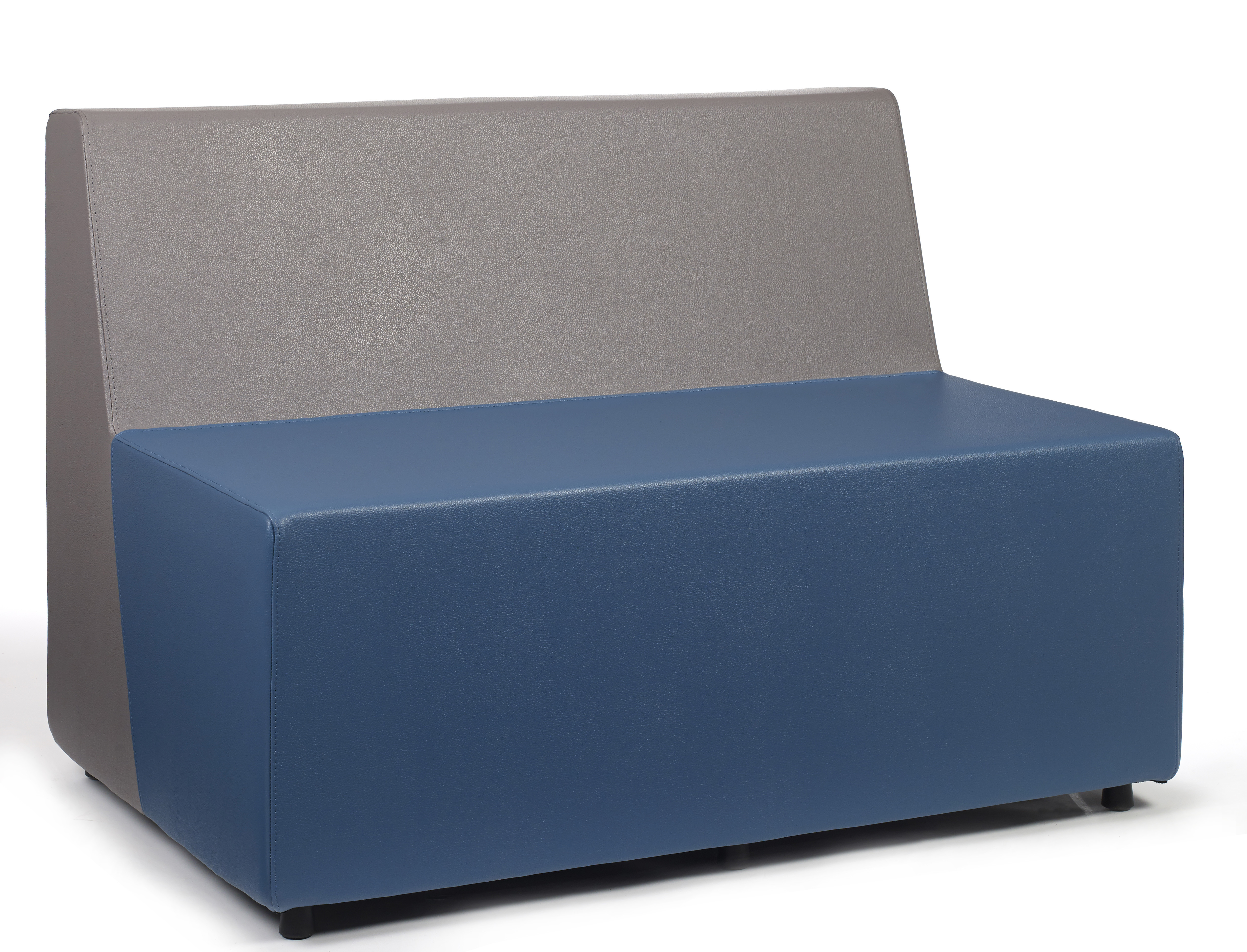 Chauffeuse d'accueil FLYN, Module 2 places PVC Bleu/Gris