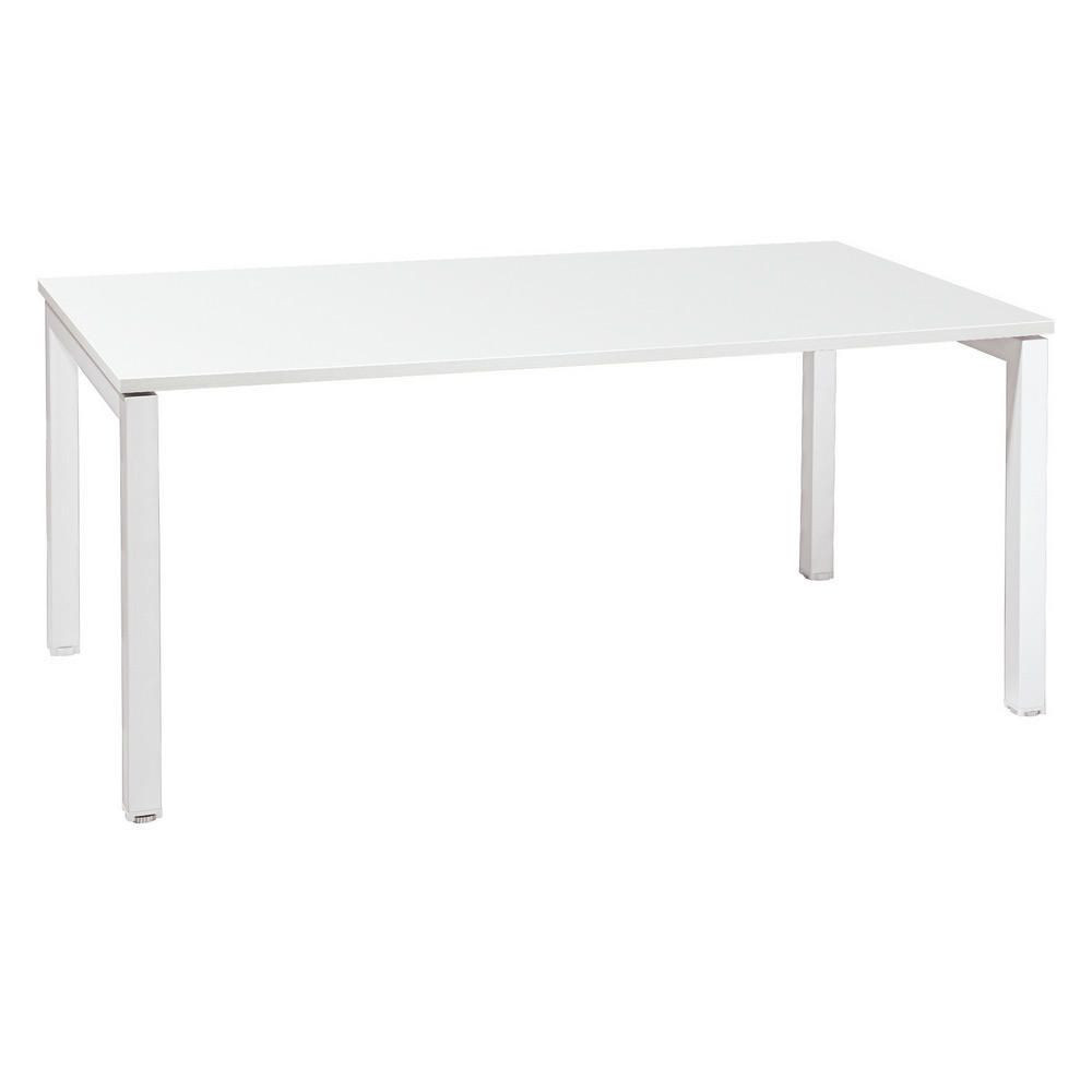 Bureau droit Eminence - L.120 x P.80 cm - Plateau Blanc - Pieds Blanc