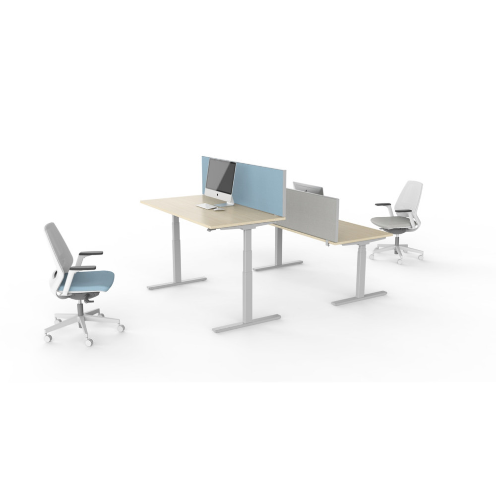 Bureau assis-debout Eminence - Rglage lectrique en hauteur - L.140 x P.80 cm - Plateau Chne - Pieds Aluminium