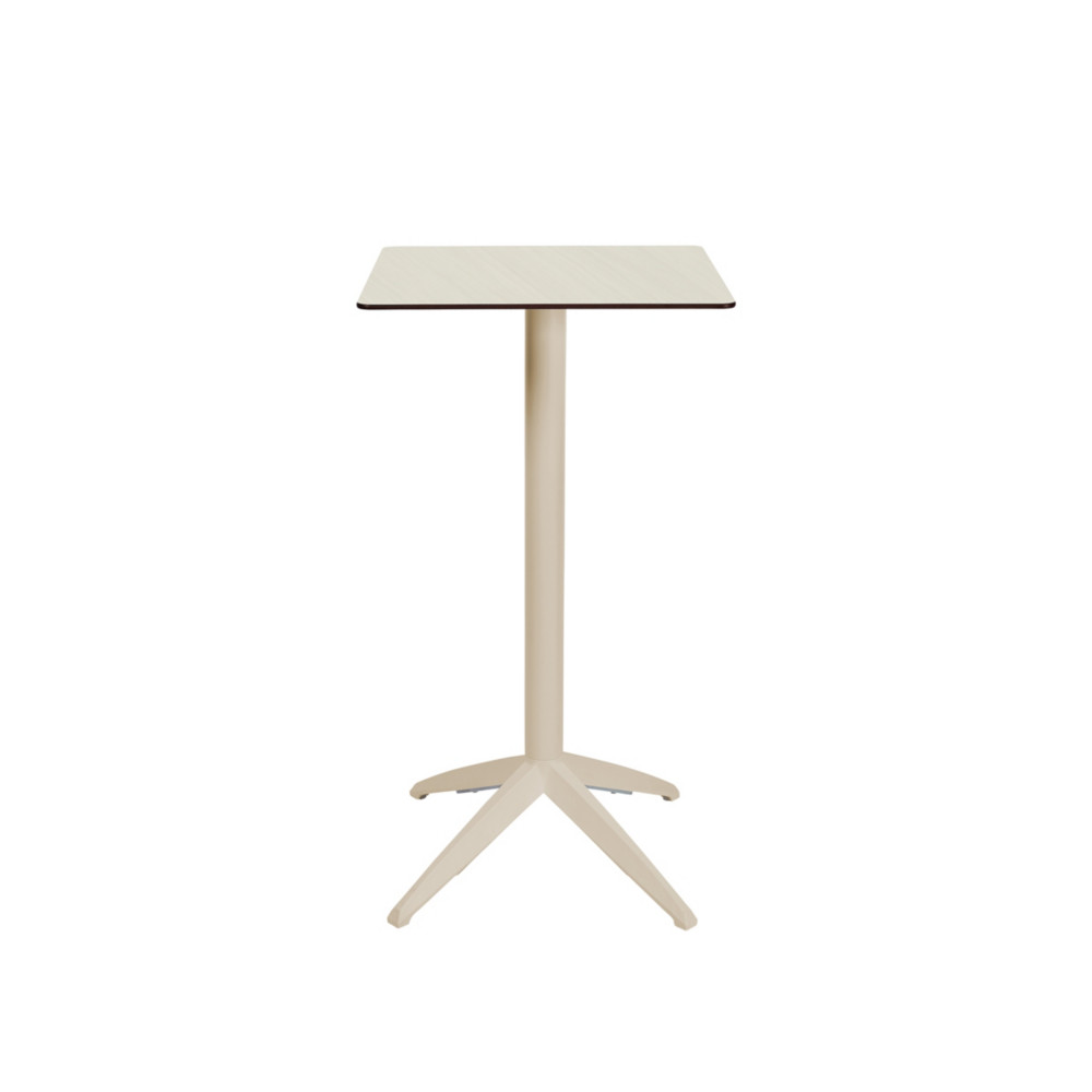 Table mange-debout Quatro carre ht 110 cm - Usage extrieur -  Plateau basculant en polypropylne, 60 x 60 cm - Blanc