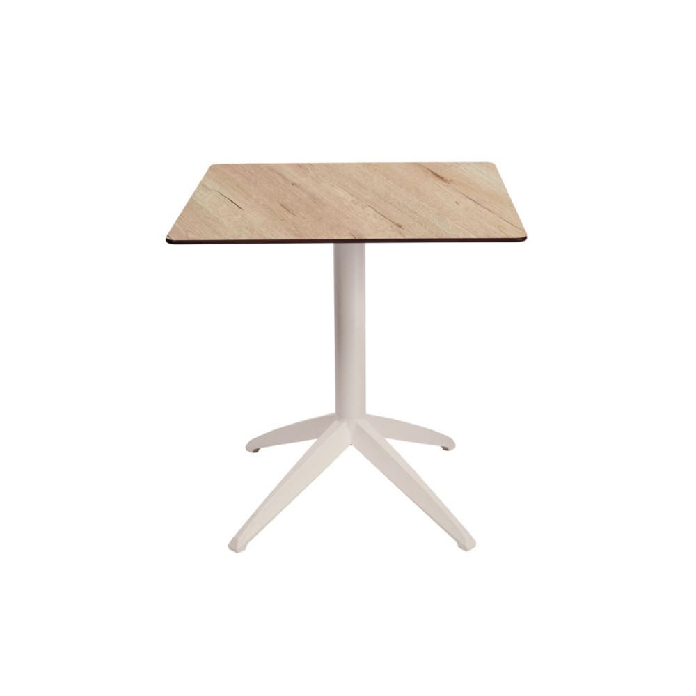 Table pliante Quatro  plateau basculant carre 70 x 70 cm, en polypropylne usage extrieur - Chne