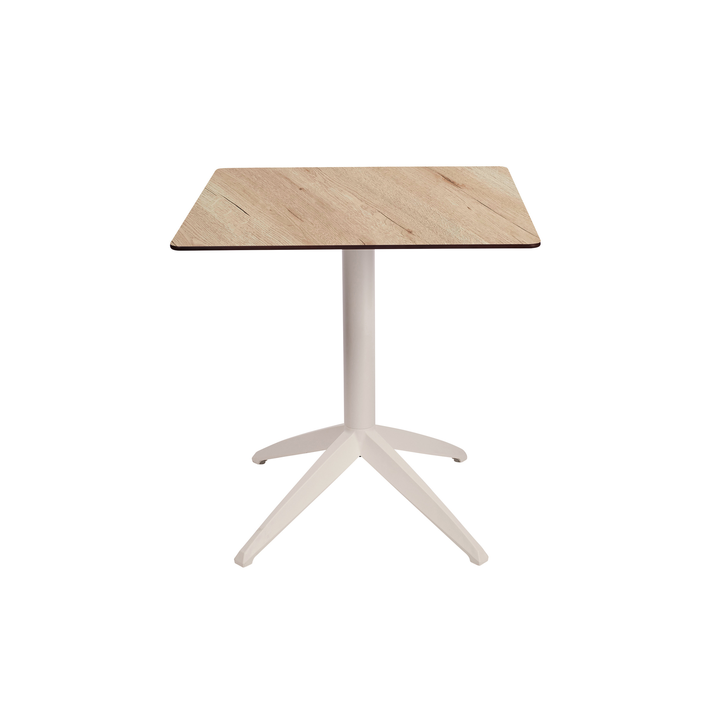 Table pliante Quatro à plateau basculant carrée 70 x 70 cm, en polypropylène usage extérieur - Chêne