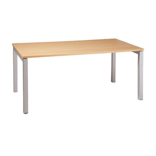 Bureau droit Eminence - L.140 x P.80 cm - Plateau Hêtre - Pieds Aluminium