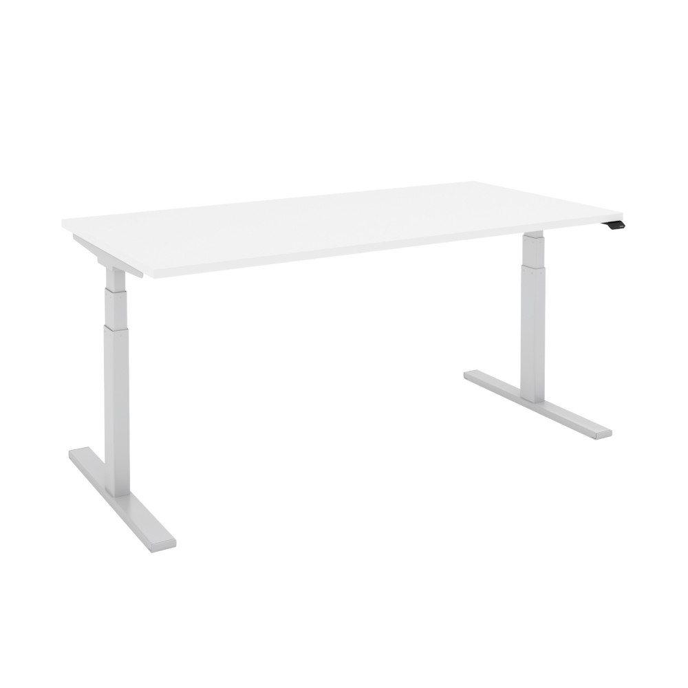Bureau assis-debout Eminence - Rglage lectrique en hauteur - L.140 x P.80 cm - Plateau Blanc - Pieds Aluminium