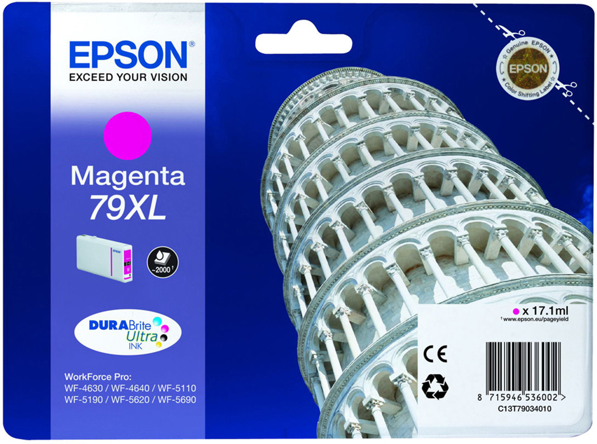 Epson 79 XL ''Tour de Pise'' Cartouche d'encre originale grande capacité C13T79034010 - Magenta
