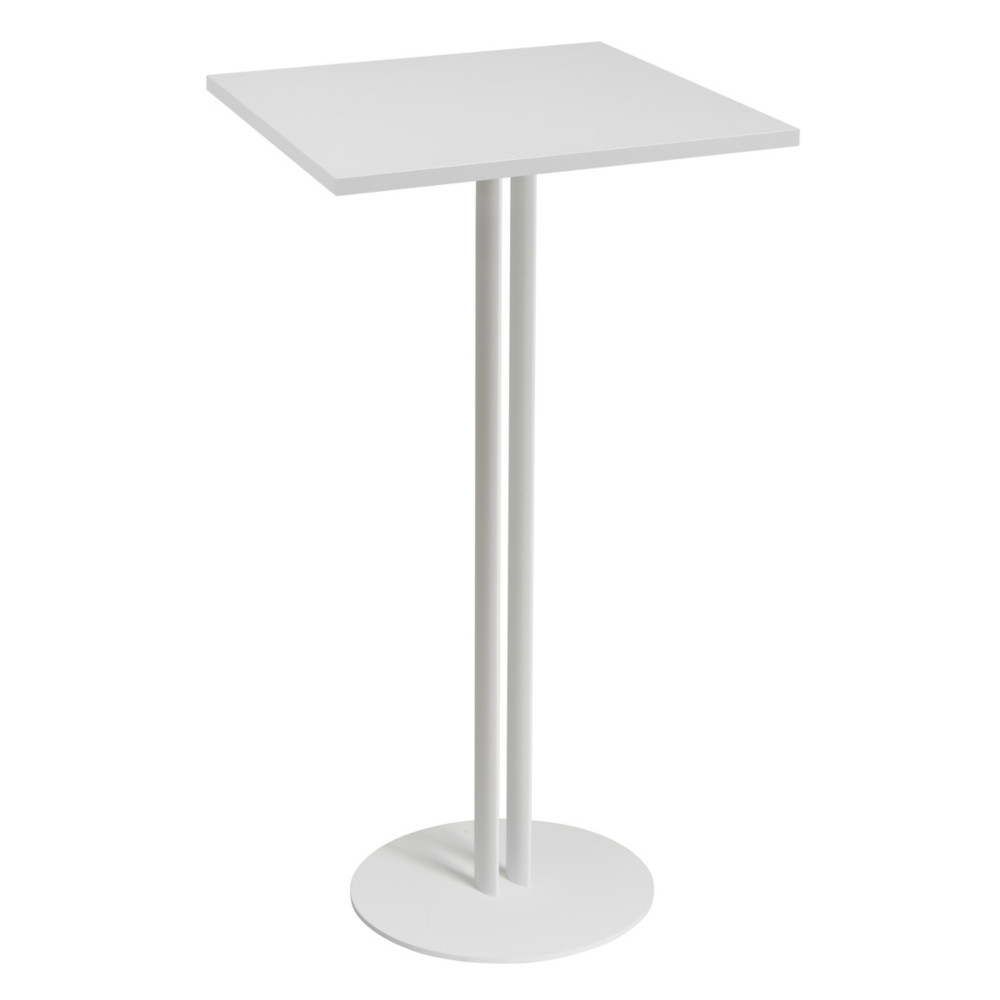 Table carre Roxane hauteur 110 cm plateau Blanc 60 cm - Pied central mtal Blanc