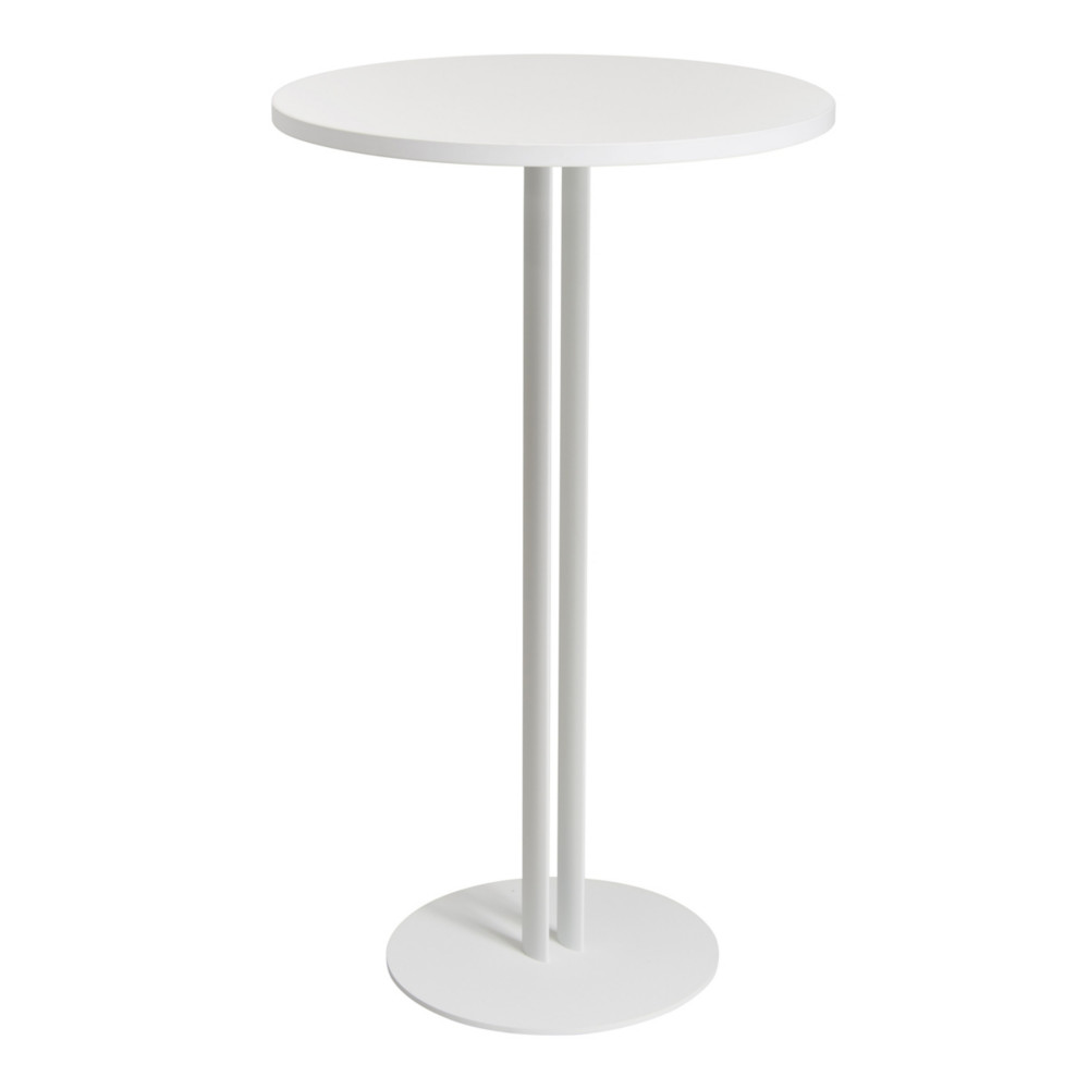 Table ronde Roxane hauteur 110 cm plateau Blanc 60 cm - Pied central mtal Blanc