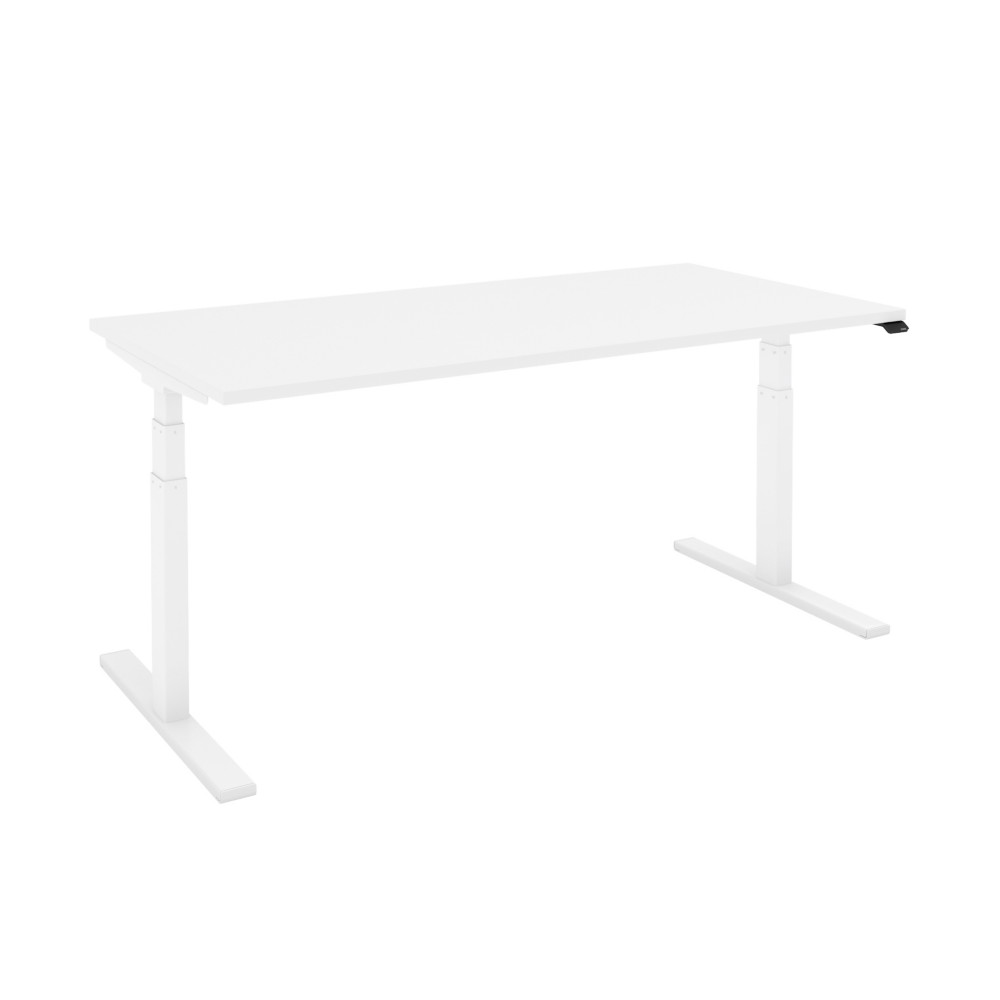Bureau assis-debout Eminence - Rglage lectrique en hauteur - L.180 x P.80 cm - Plateau Blanc - Pieds Blanc