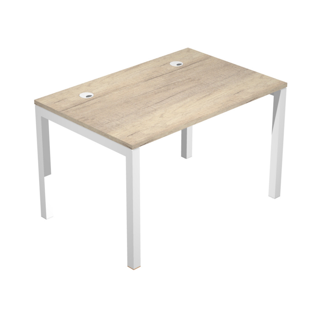 Bureau droit Eminence - L.120 x P.80 cm - Plateau Chne canadien - Pieds Blanc