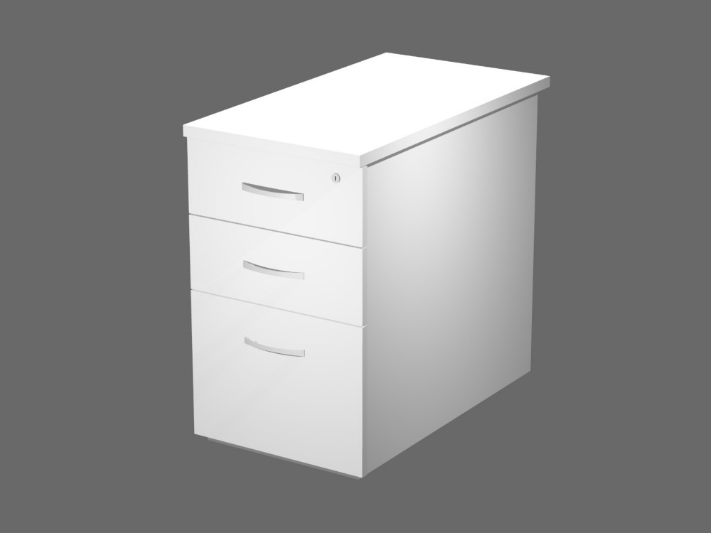 Caisson hauteur bureau Eminence - L.44 x P.80 x H.72,5 cm - 3 tiroirs - Blanc