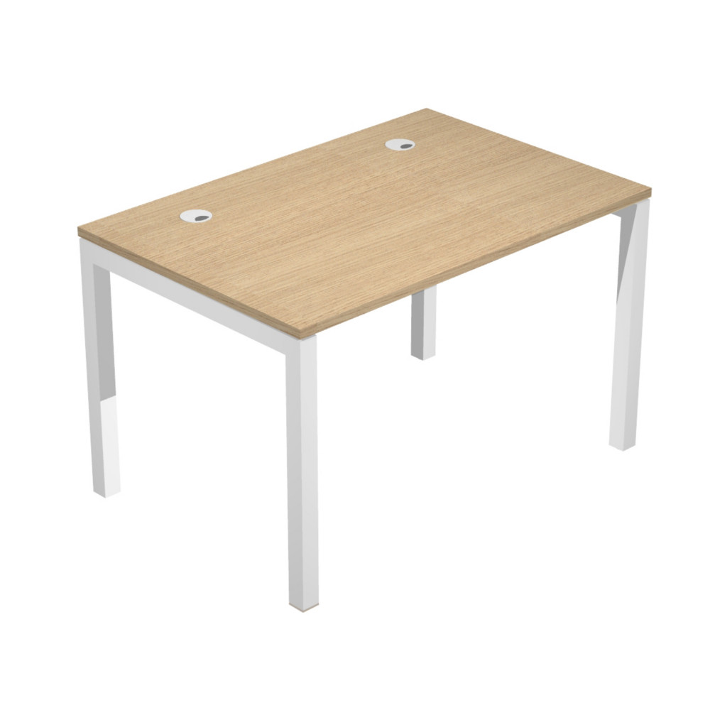 Bureau droit Eminence - L.120 x P.80 cm - Plateau Chne - Pieds Blanc