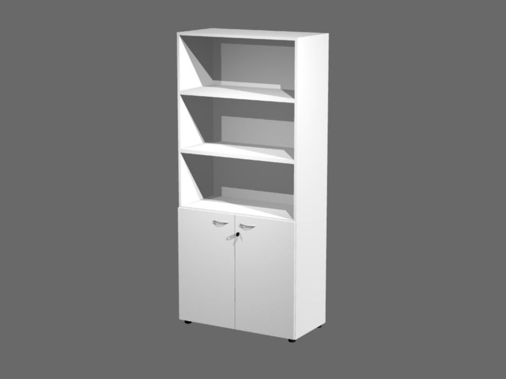 Armoire haute Eminence H.200 x L.90 cm - 2 portes basses Blanc - Corps Blanc