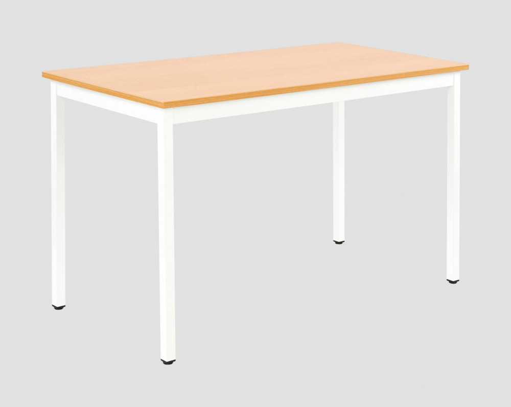 Table de runion modulable rectangle - L.120 x P.60 cm - Plateau Htre - Pieds Blanc