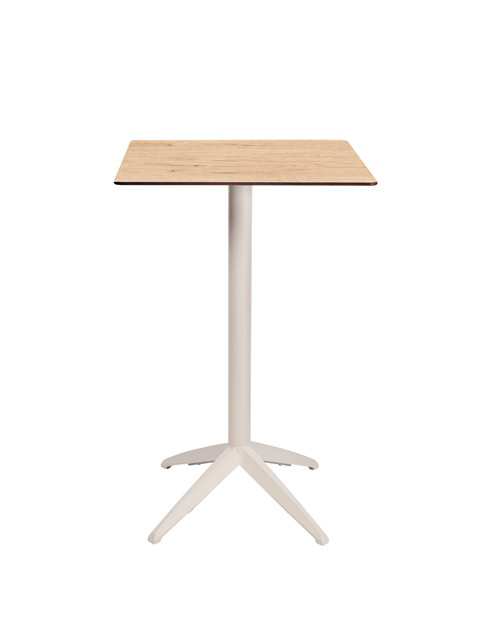 Table mange-debout Quatro carre ht 110 cm - Usage extrieur - Plateau basculant en polypropylne, 60 x 60 cm - Chne