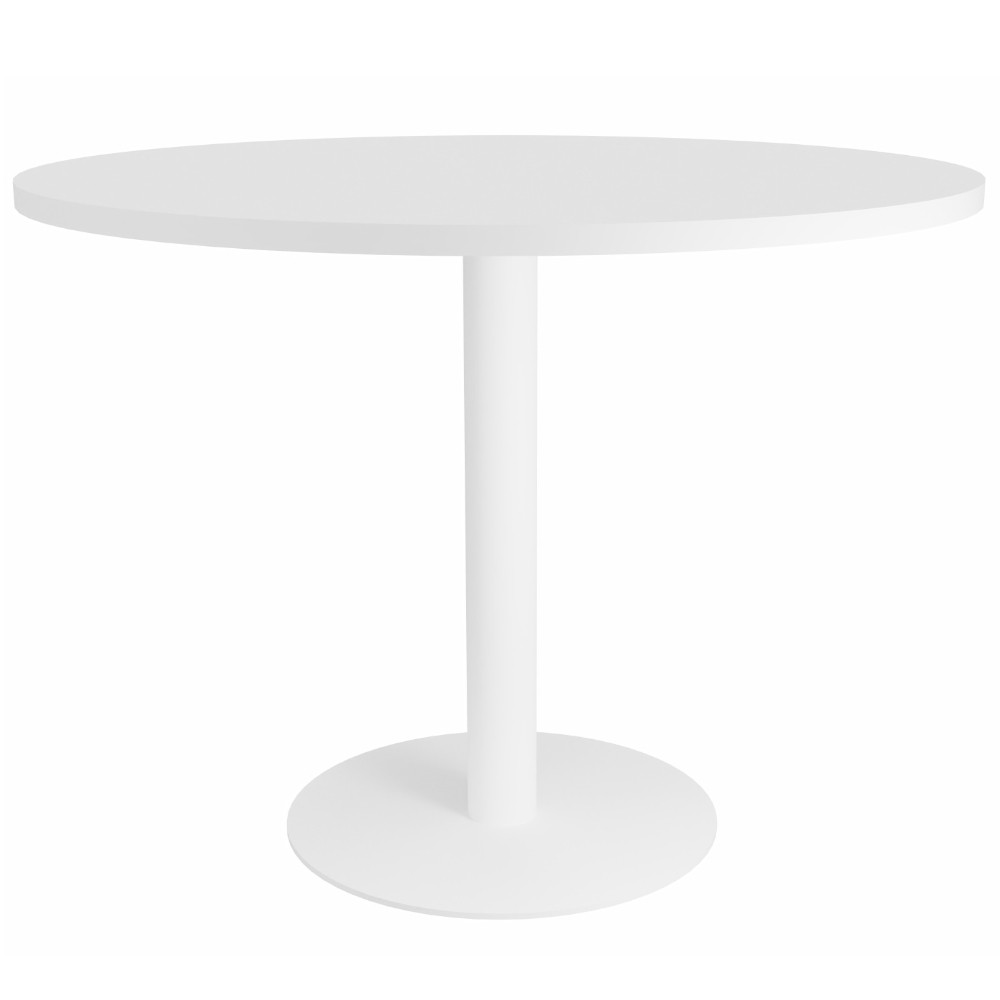 Table ronde de réunion Eminence - Ø 100 cm - Plateau Blanc - Pied Blanc