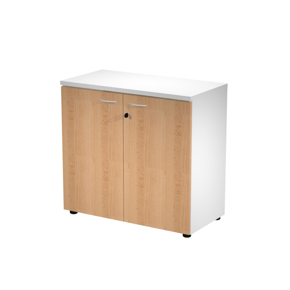 Meuble bas Eminence L.90 x H.82,5 cm - 2 portes Htre - Corps Blanc
