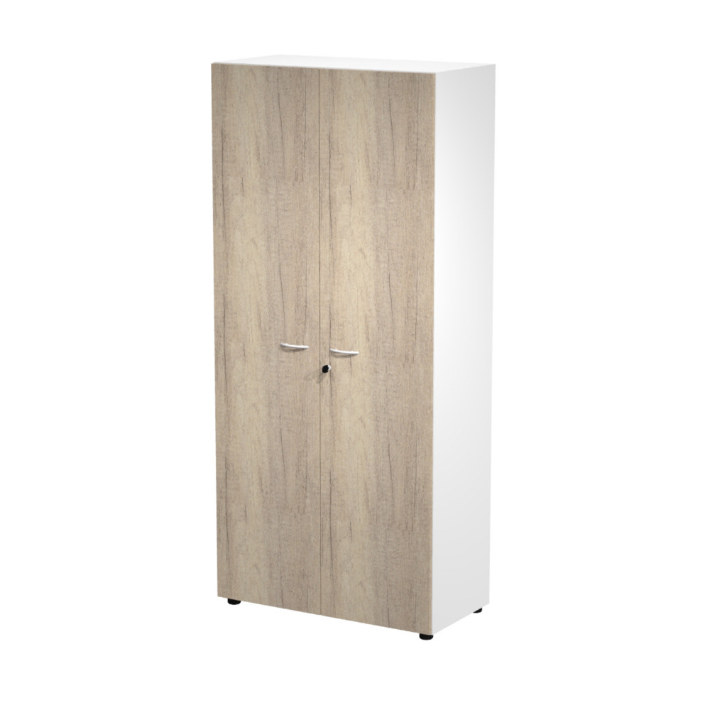Armoire haute Eminence H.200 x L.90 cm - 2 portes Chne Canadien - Corps Blanc