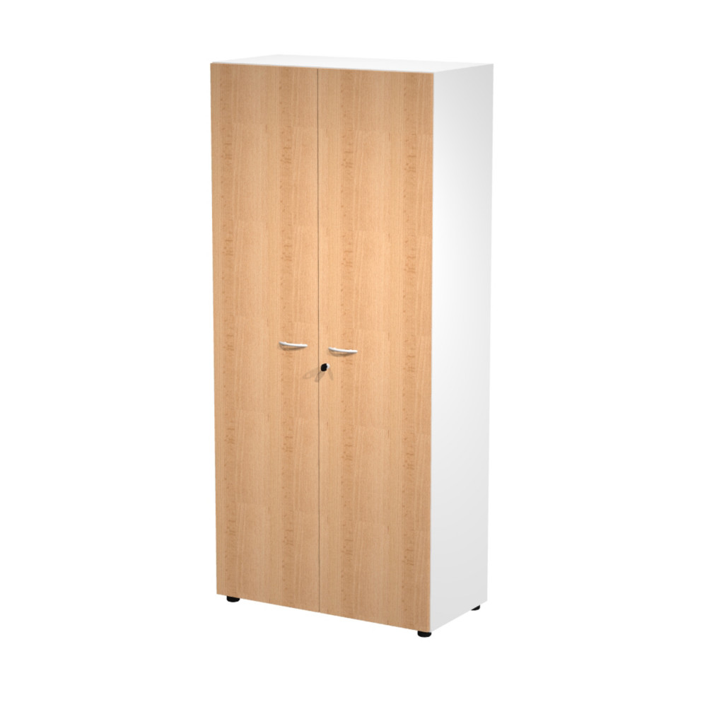 Armoire haute Eminence H.200 x L.90 cm - 2 portes Htre - Corps Blanc