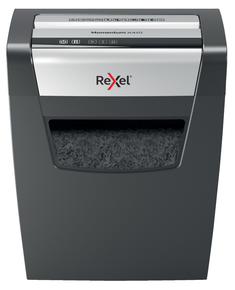 Rexel Destructeur de documents Momentum X410 coupe croise DIN P4 - 10feuilles- corbeille 23L