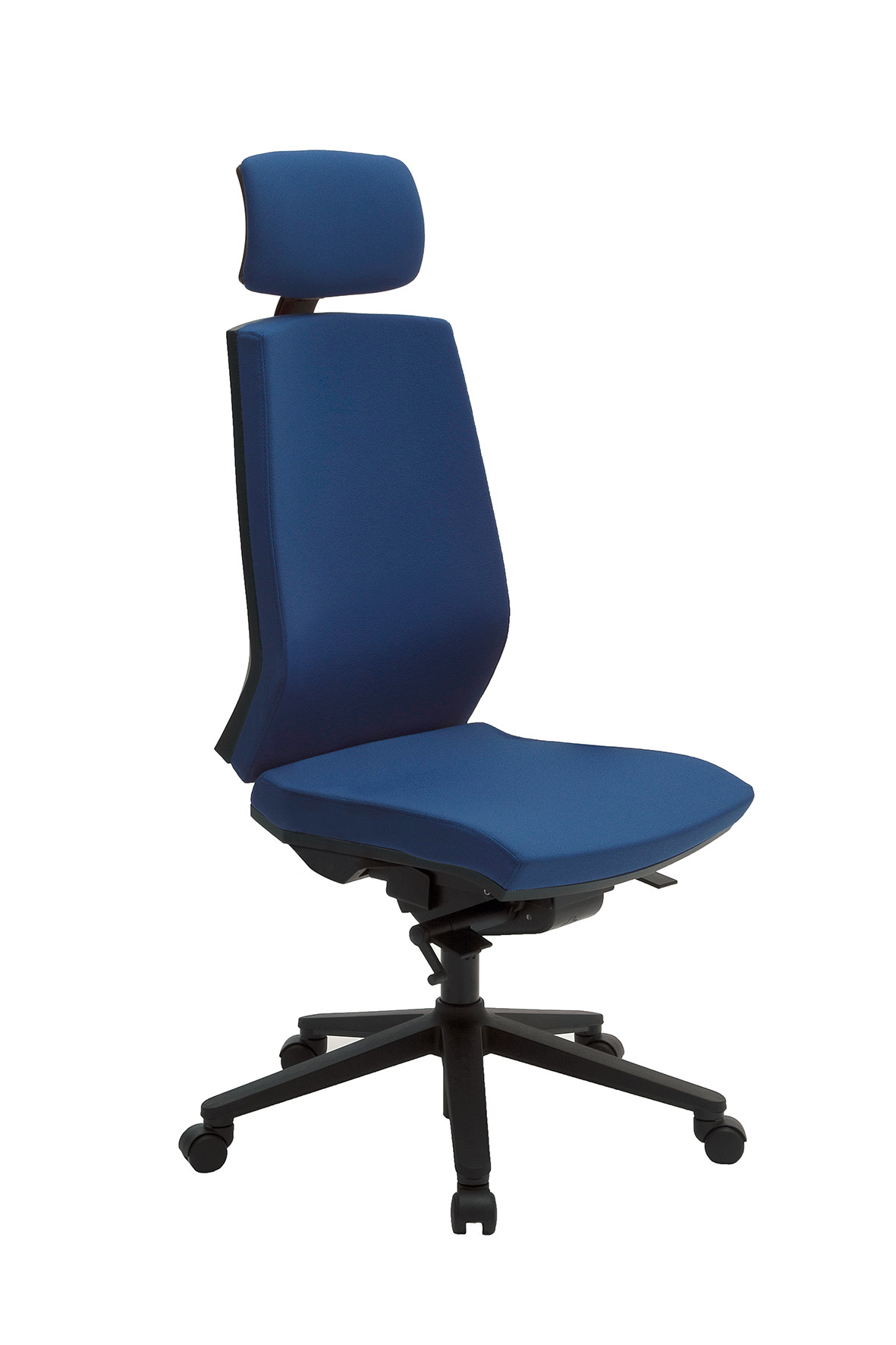 Siège de bureau Mathilde Tissu rembourré avec têtière Hauteur ajustable A roulettes - Bleu