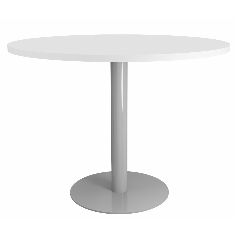 Table ronde de réunion Eminence - Ø 100 cm - Plateau Blanc - Pied Aluminium
