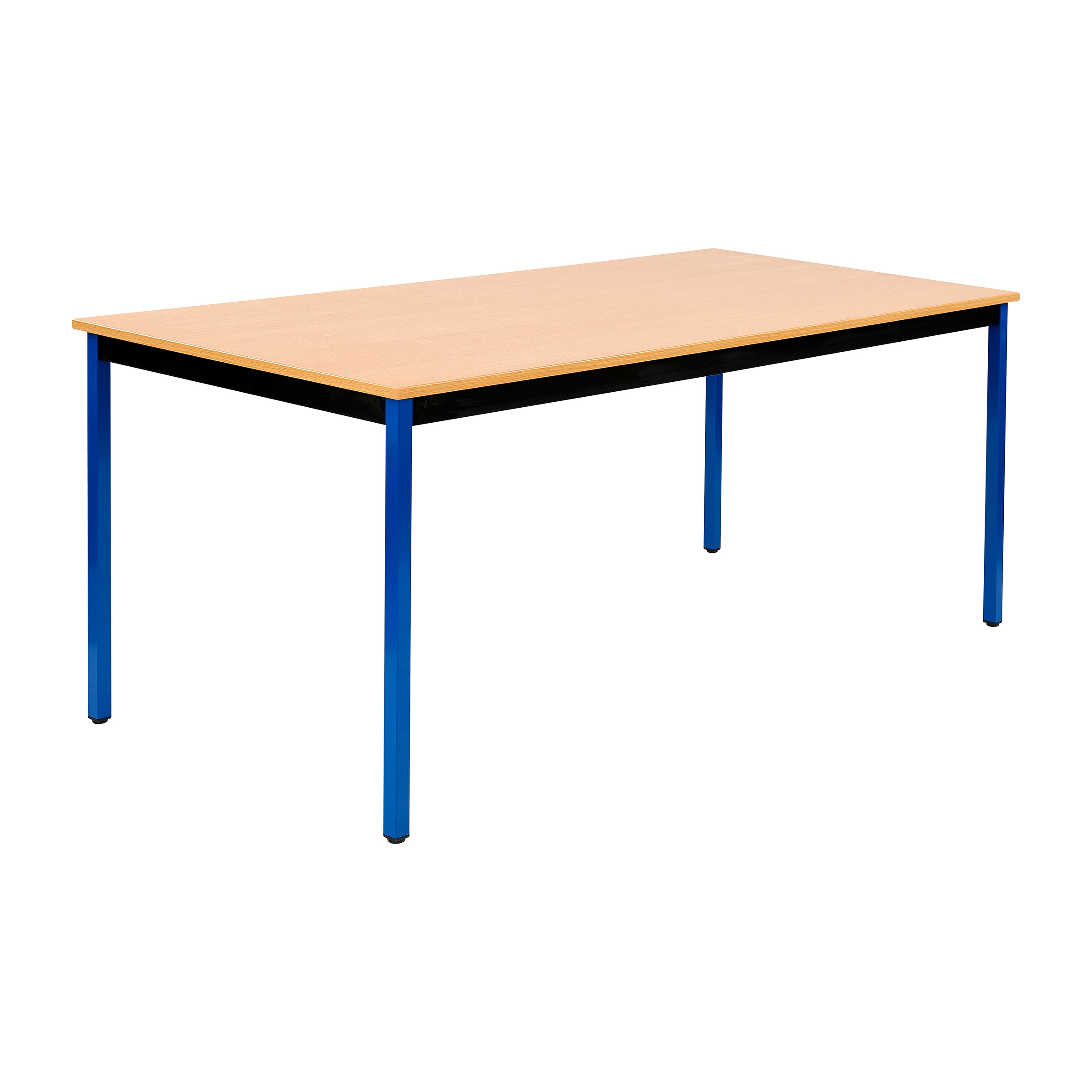 Table de réunion modulable rectangle - L.180 x P.80 cm - Plateau Hêtre - Pieds Bleu