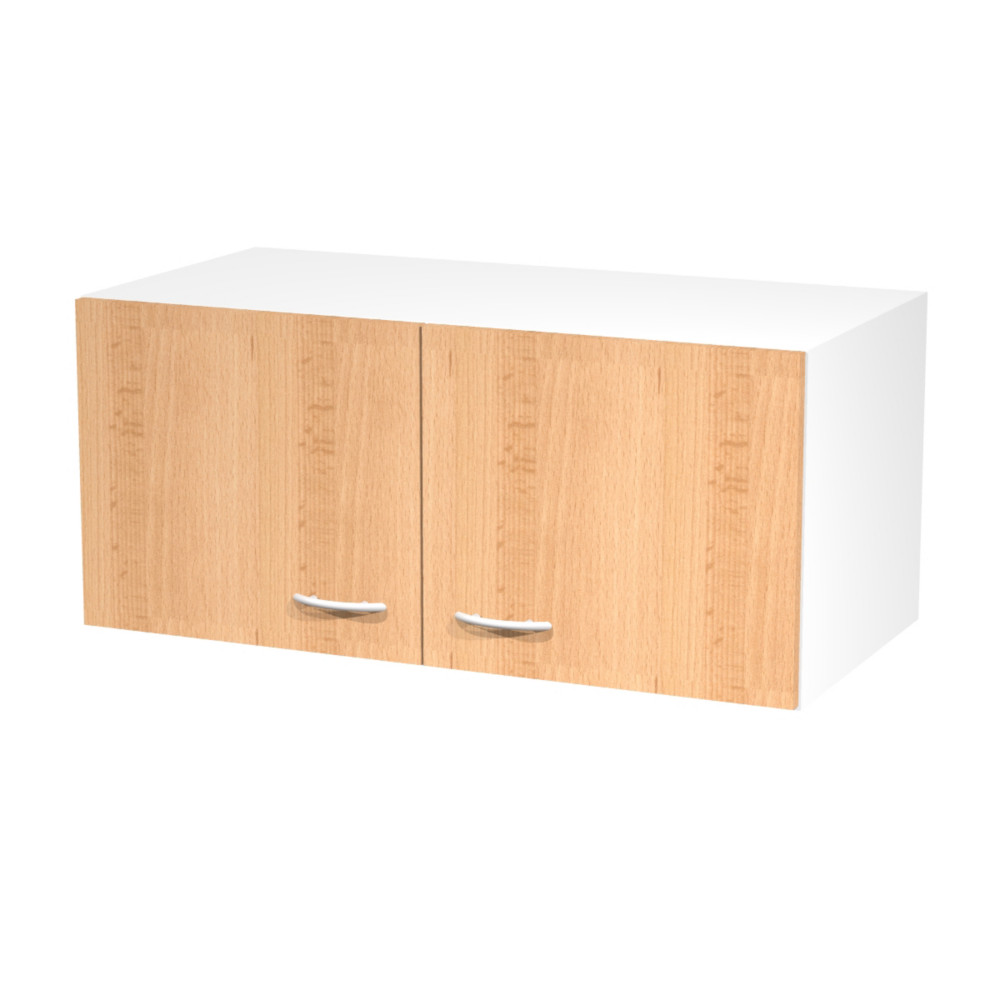 Rehausse d'armoire Eminence - L.90 x H.40 cm - 2 portes Htre - Corps Blanc
