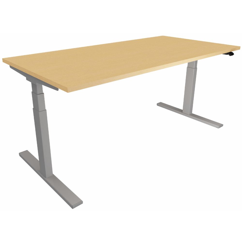 Bureau assis-debout Eminence - Rglage lectrique en hauteur - L.120 x P.80 cm - Plateau Htre - Pieds Aluminium