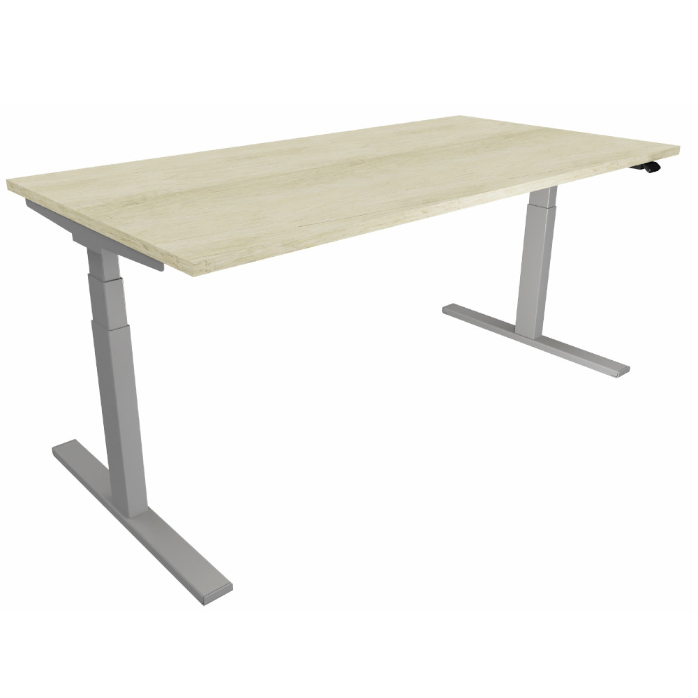 Bureau assis-debout Eminence - Rglage lectrique en hauteur - L.140 x P.80 cm - Plateau Chne Canadien - Pieds Aluminium