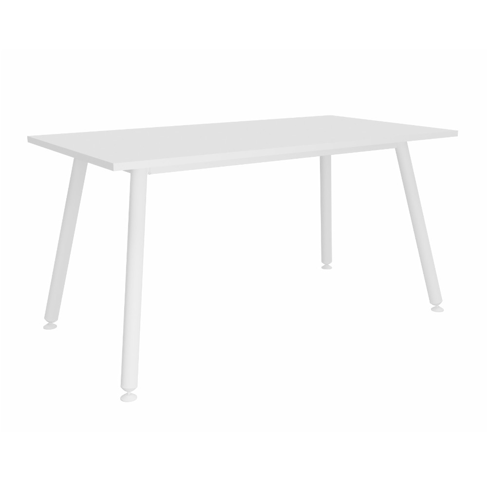 Table rectangulaire Halden - L.140 x P.80 cm - Plateau Blanc - Pieds métal Blanc