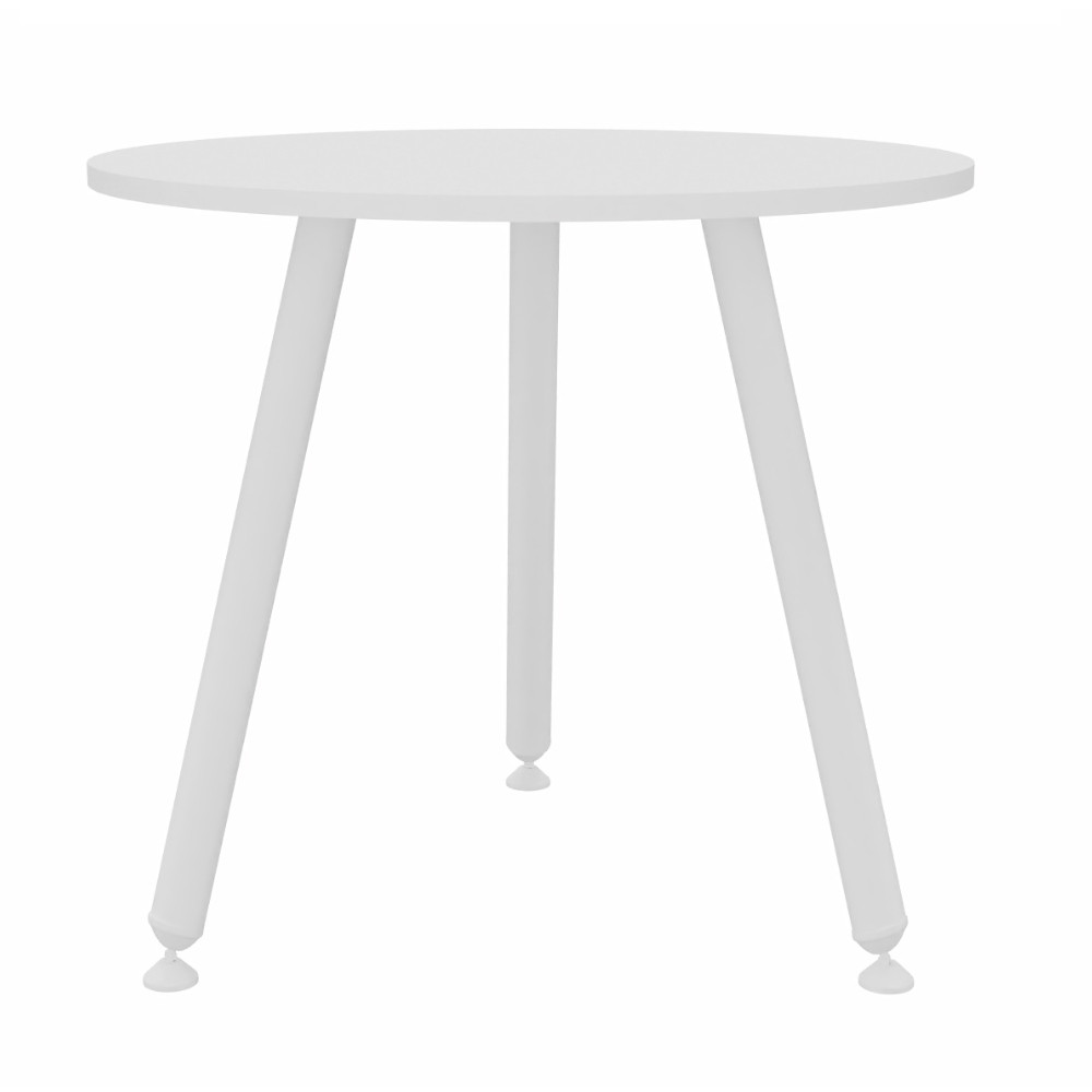 Table ronde Halden Ø 80 cm - Plateau Blanc - Pieds métal Blanc