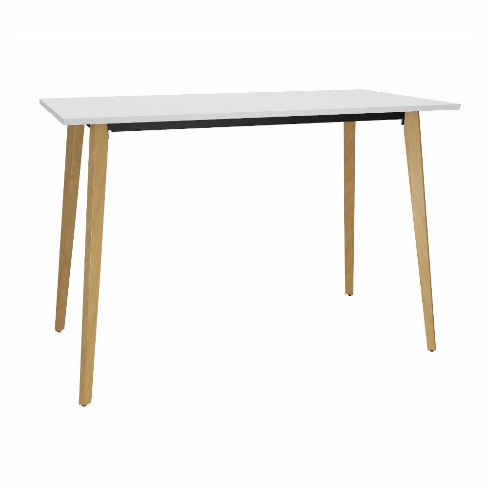 Table haute Halden - L.140 x H.110 x P.80 cm - Plateau Blanc - Pieds bois Chêne