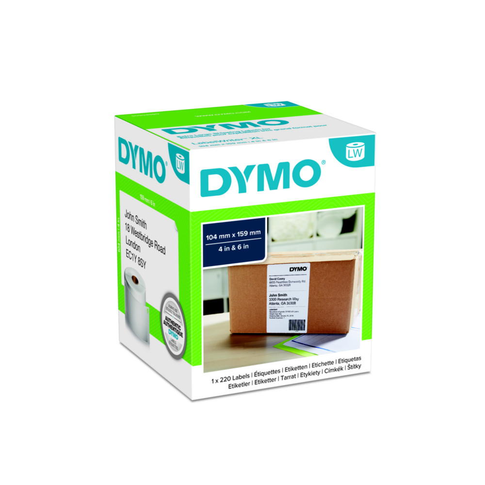 Dymo tiquettes d'expdition trs grand format S0904980 LabelWriter - 104 x 159mm - Noir sur Blanc - Rouleau de 220