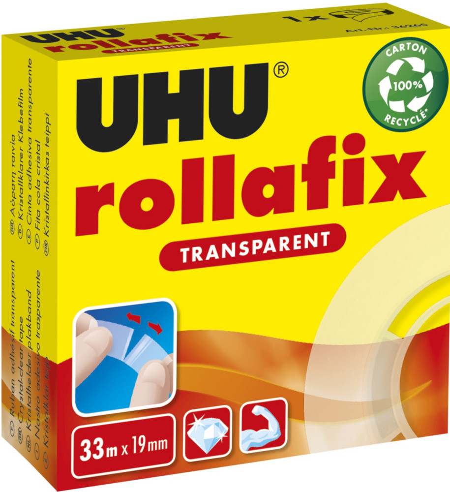 UHU Rollafix Ruban adhsif transparent l. 19 mm x L. 33 m