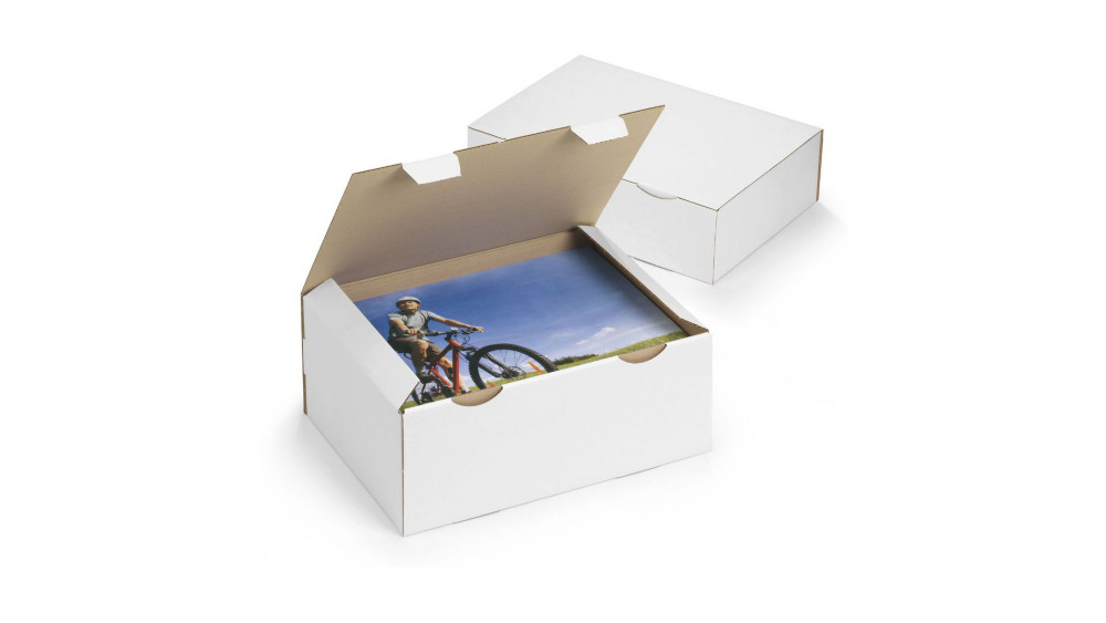 RAJA Bote d'expdition blanche en carton simple cannelure - L.30 x l.24 x H.10 cm - Lot de 50
