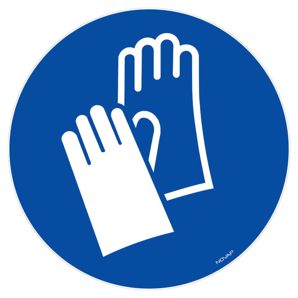 Panneau signalisation vinyle adhsif Gants de protection obligatoires -  180 mm