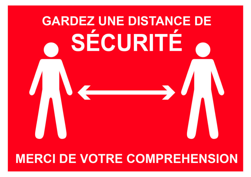 Panneau signalisation A4 polystyrne rigide Gardez une distance de scurit - 210 x 297 mm Rouge
