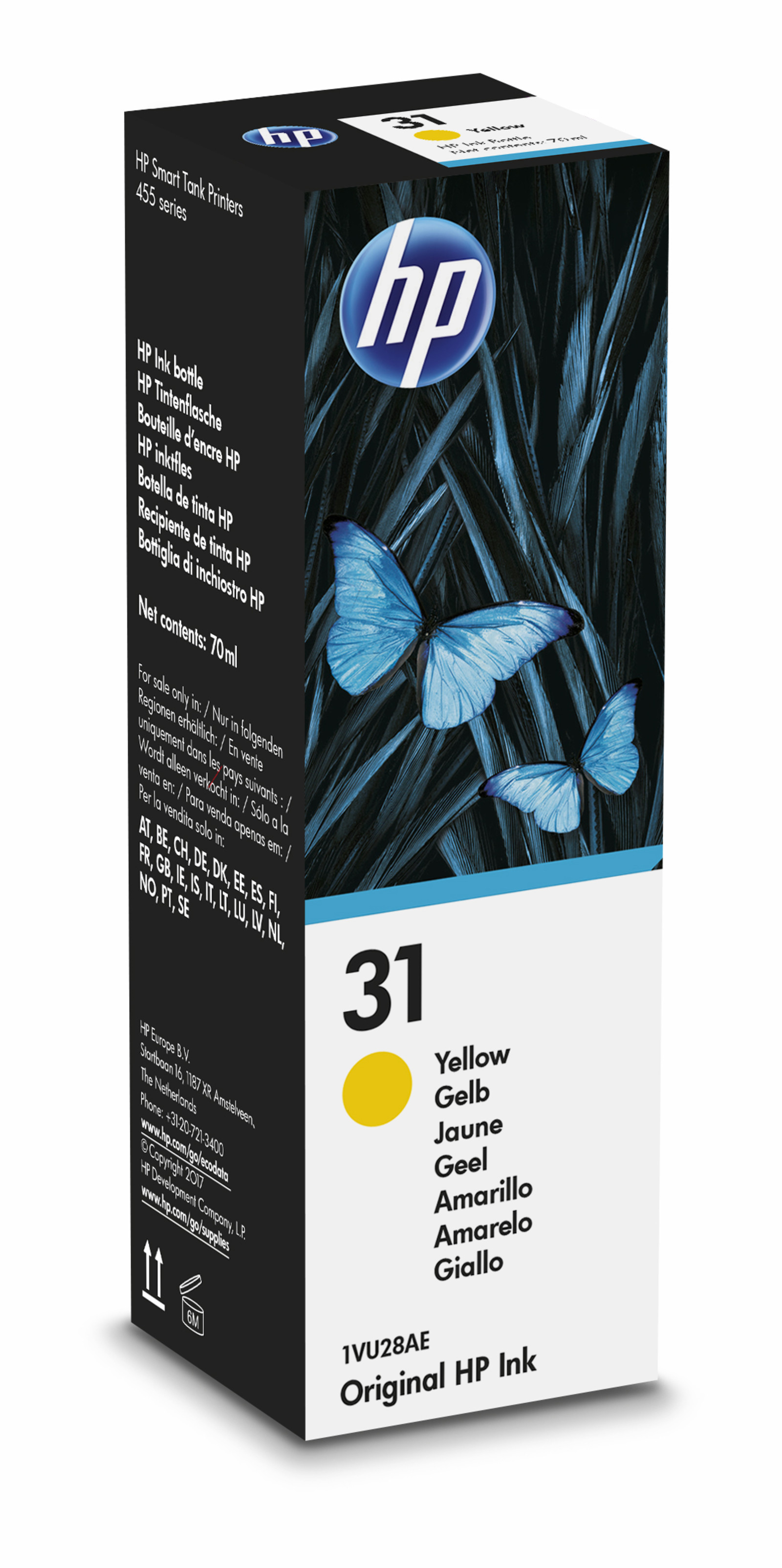 HP 31 Bouteille d'encre authentique 1VU28AE - Jaune