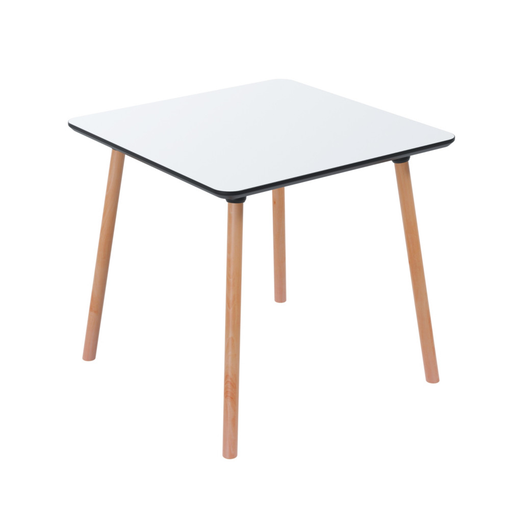 Paperflow Table de restauration carre Palomba 80 x 80 cm - Plateau Blanc - Pieds Htre massif vernis