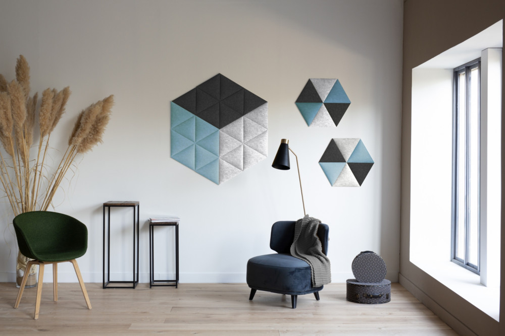 Paperflow Panneau acoustique dcoratif Easysound  48,5 x 112 cm  Tissu Bleu