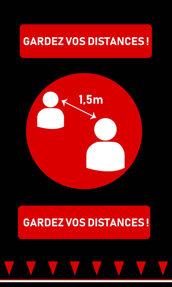 Paperflow Tapis d'accueil Gardez vos distances - 90 x 150 cm - Noir