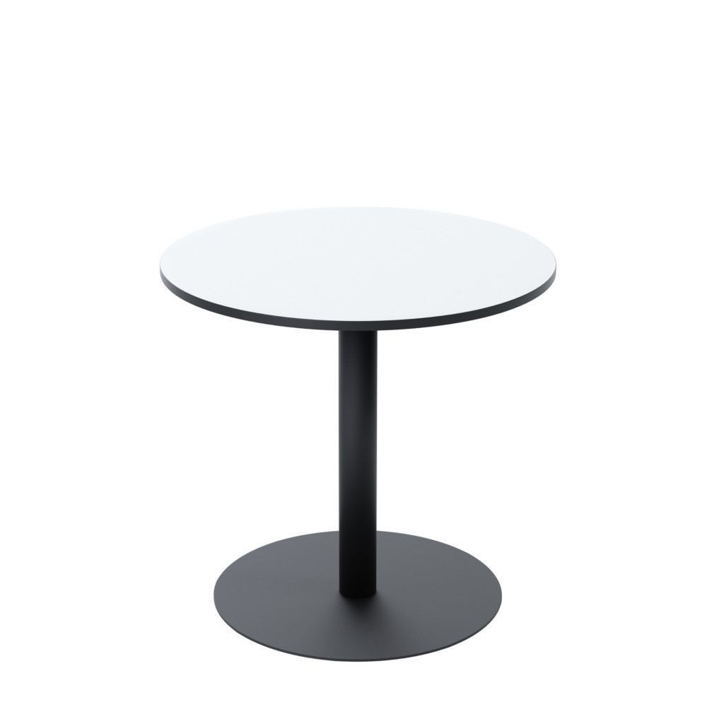 Paperflow Table de restauration ronde Mezzo plateau stratifi Blanc D.80 cm - Pied central en acier Noir