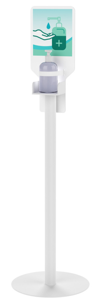 Paperflow Borne distributeur de gel hydroalcoolique en acier - Blanc