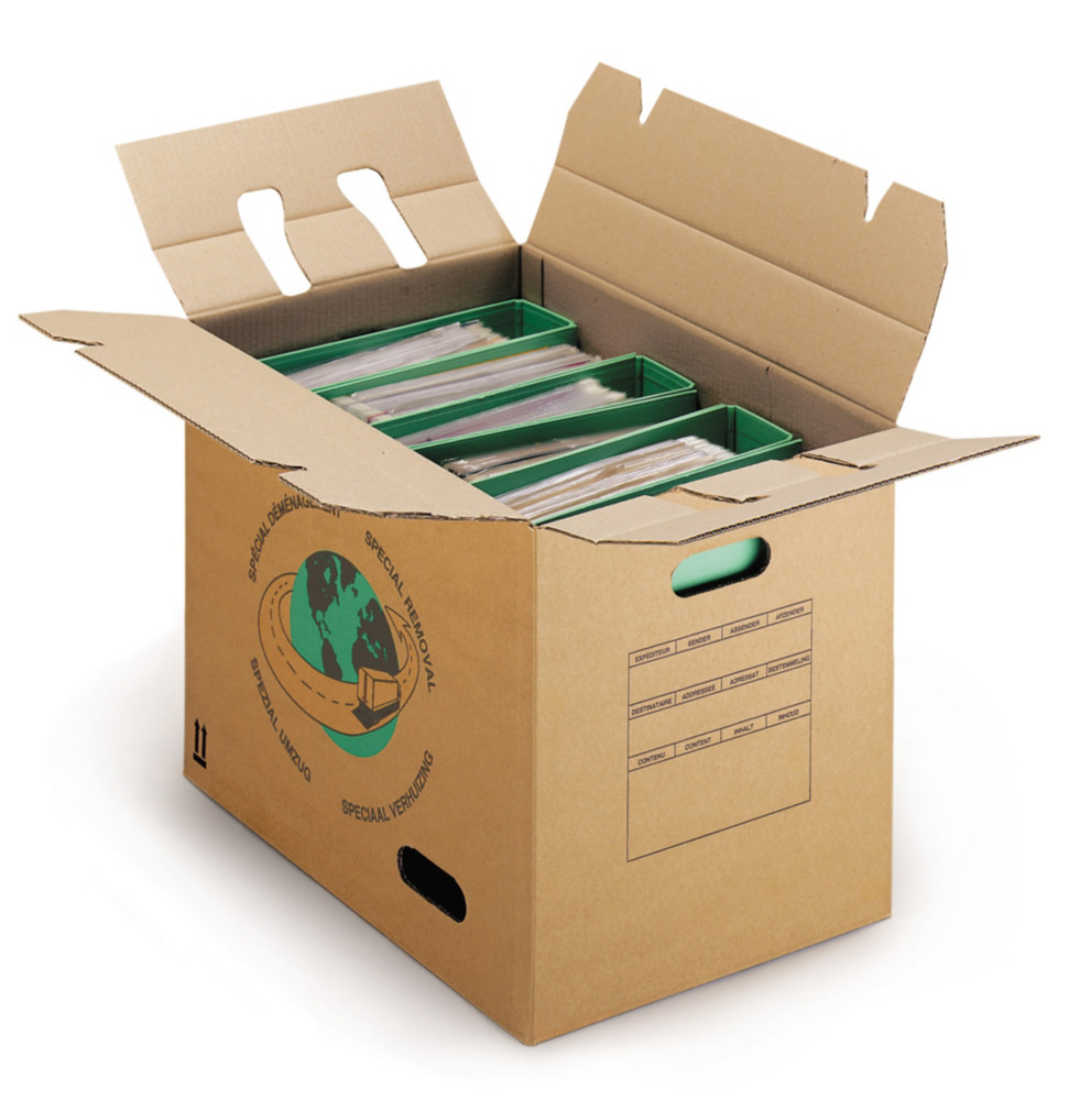 RAJA Caisse de dmnagement 48 x 32 x 36 cm en carton double cannelure avec poignes - Brun - Lot de 20